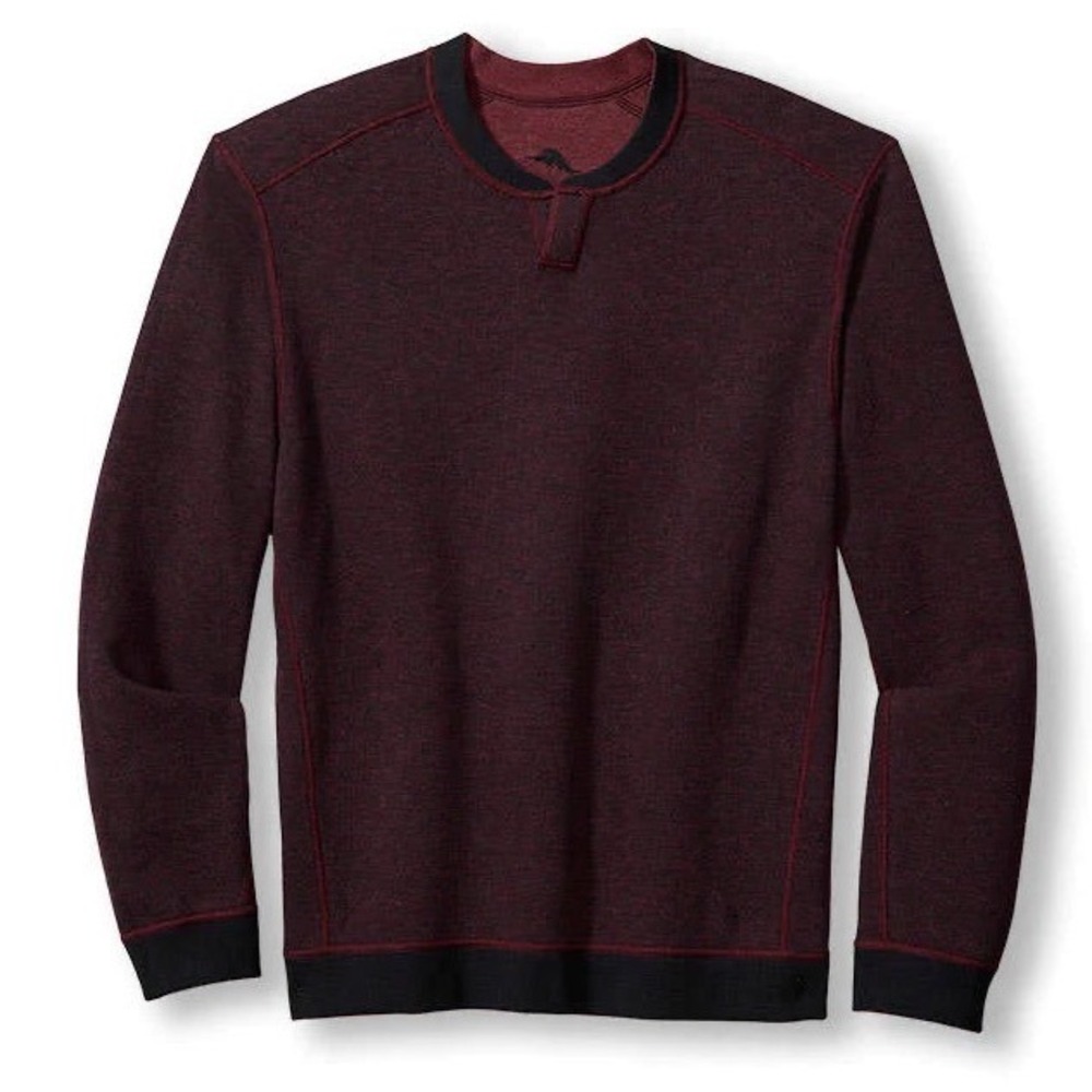 Tommy Bahama Flip Coast Abaca ReversibleSweater Mens Burgundy Black Size Large